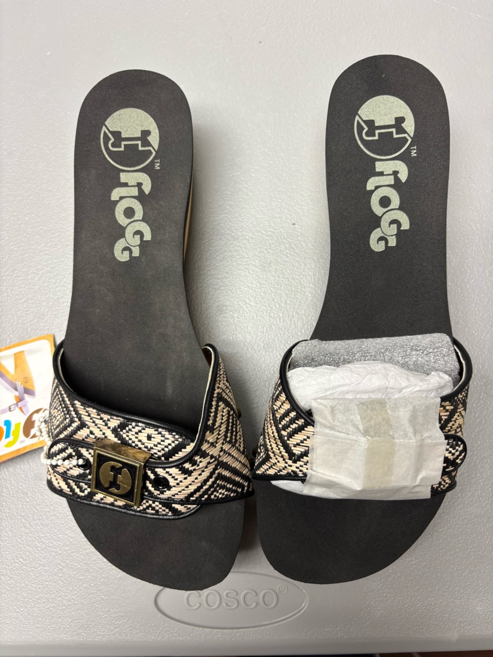 JBu by Jambu Black & Natural Woven Slide Sandal - Women's